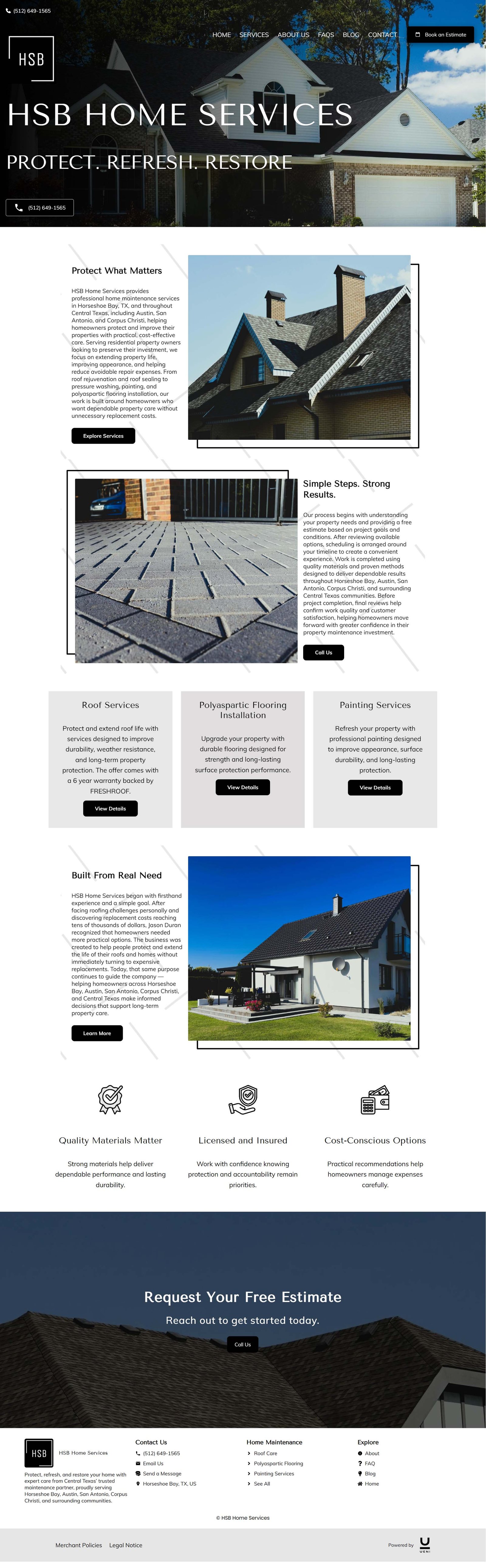 HSB Home Services homepage screenshot
